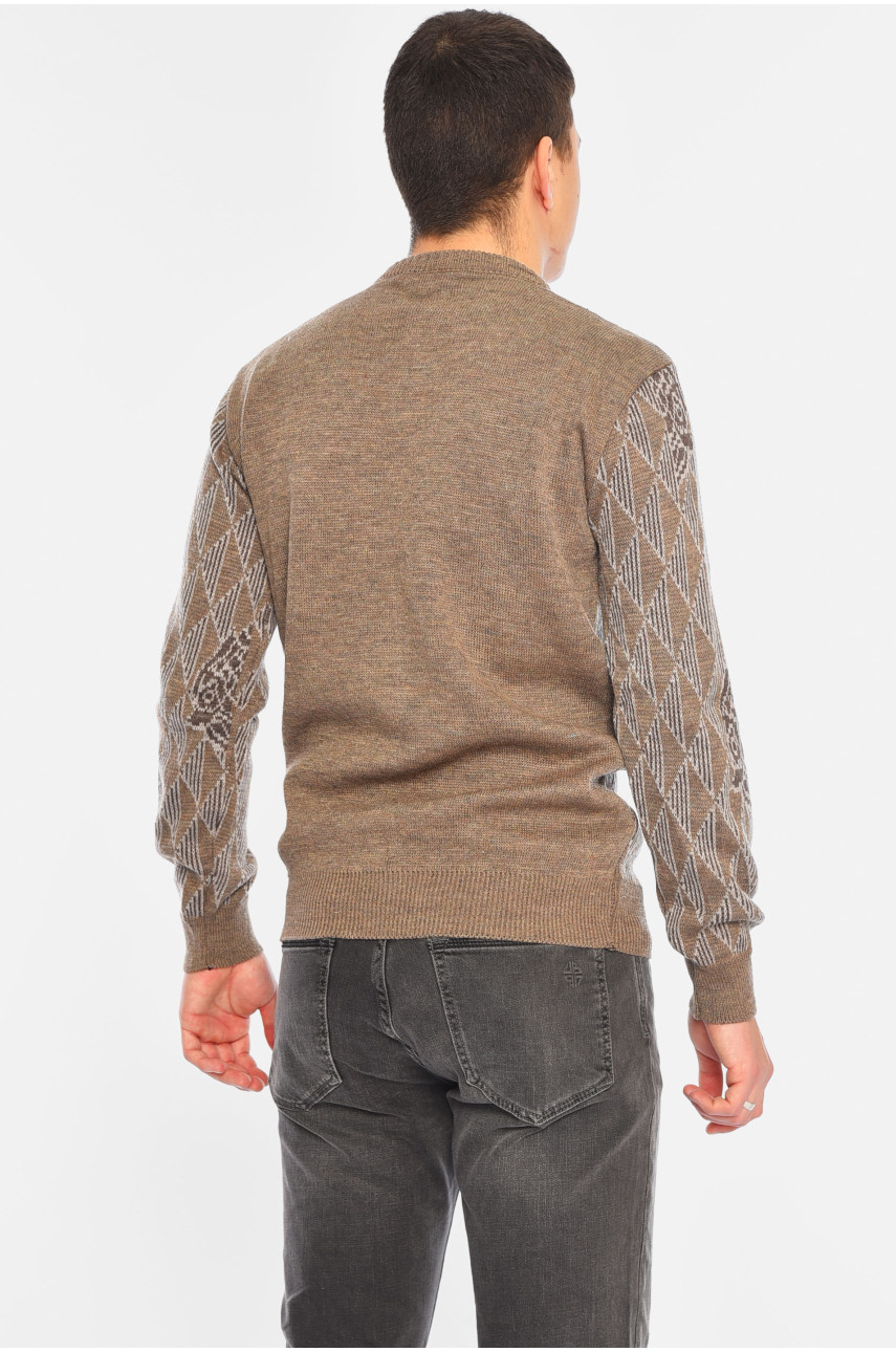 Светр чоловічий однотонний бежевого кольору 1084-3 195386 Светр чоловічий однотонний бежевого кольору 1084-3 195386