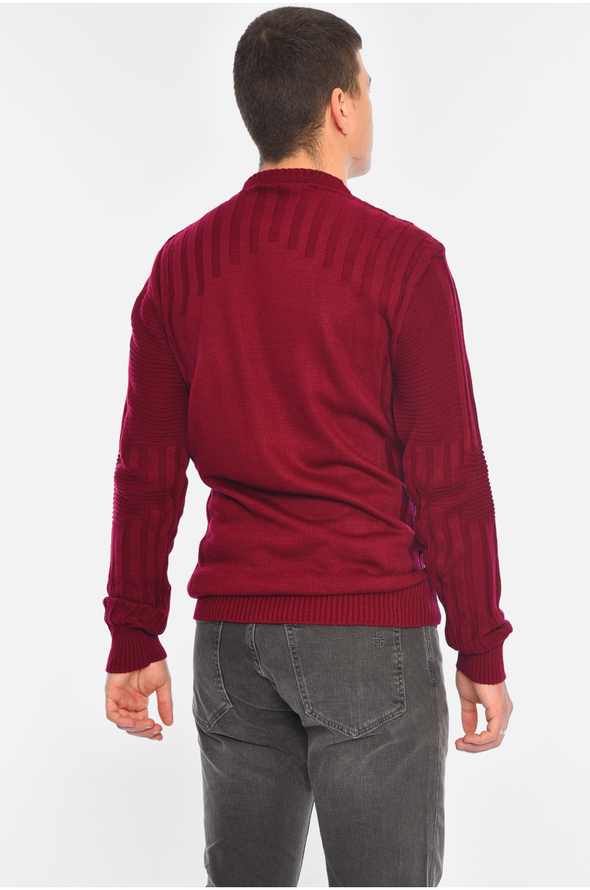 Свитер мужской однотонный бордового цвета 1055-5 195387