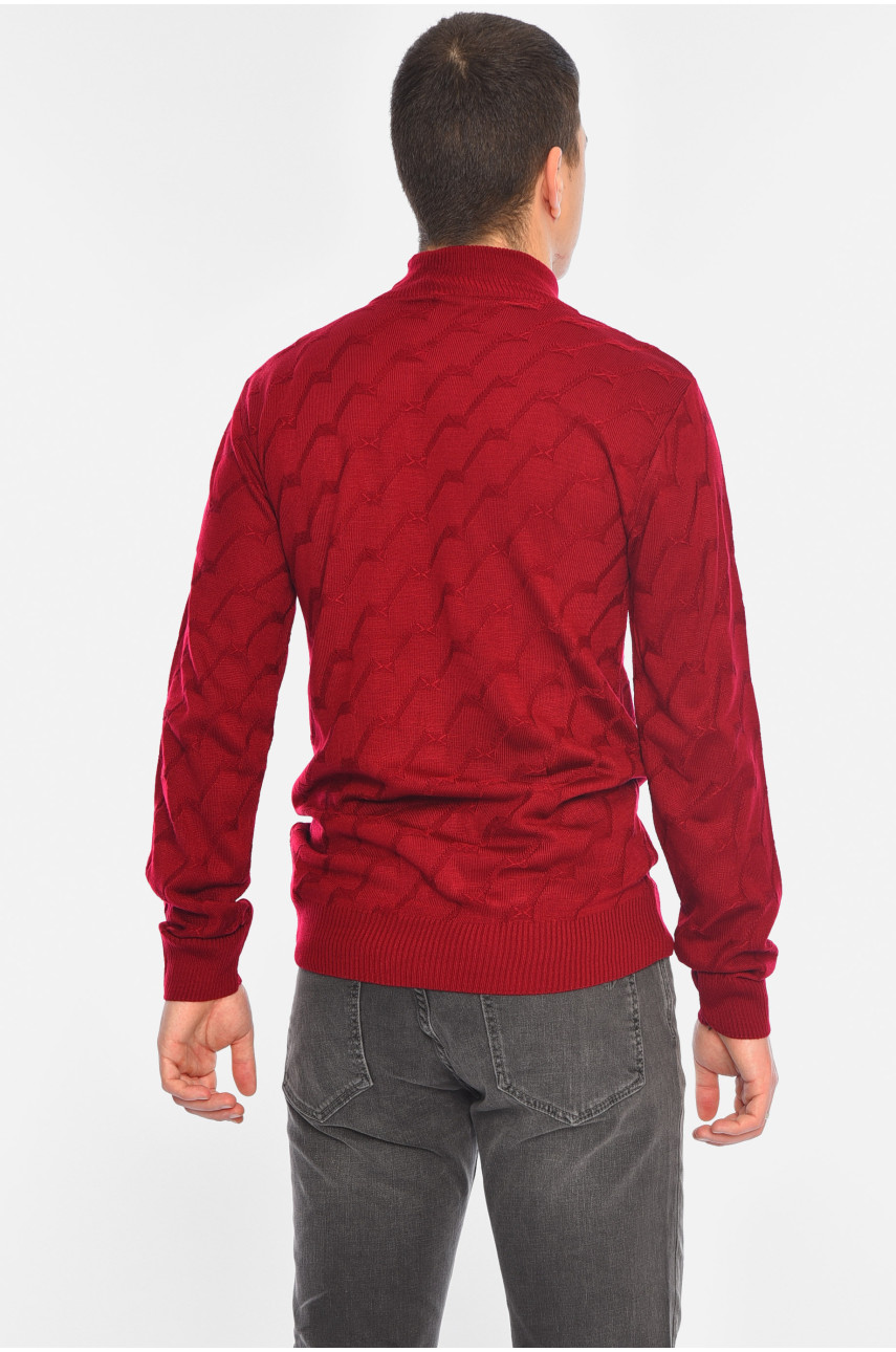 Свитер мужской однотонный бордового цвета 1029-5 195390 Свитер мужской однотонный бордового цвета 1029-5 195390