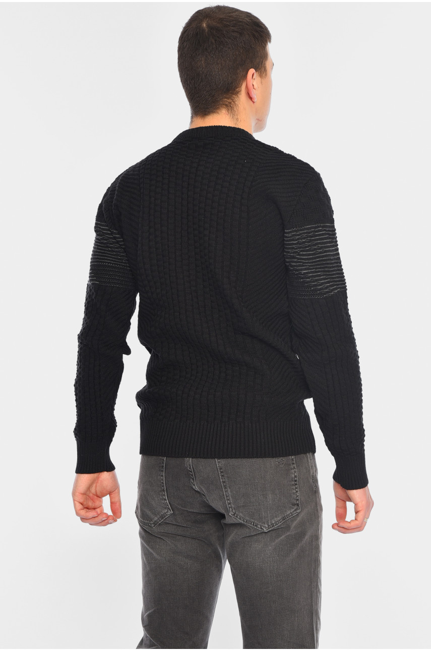 Светр чоловічий однотонний чорного кольору 1008-1 195394 Светр чоловічий однотонний чорного кольору 1008-1 195394