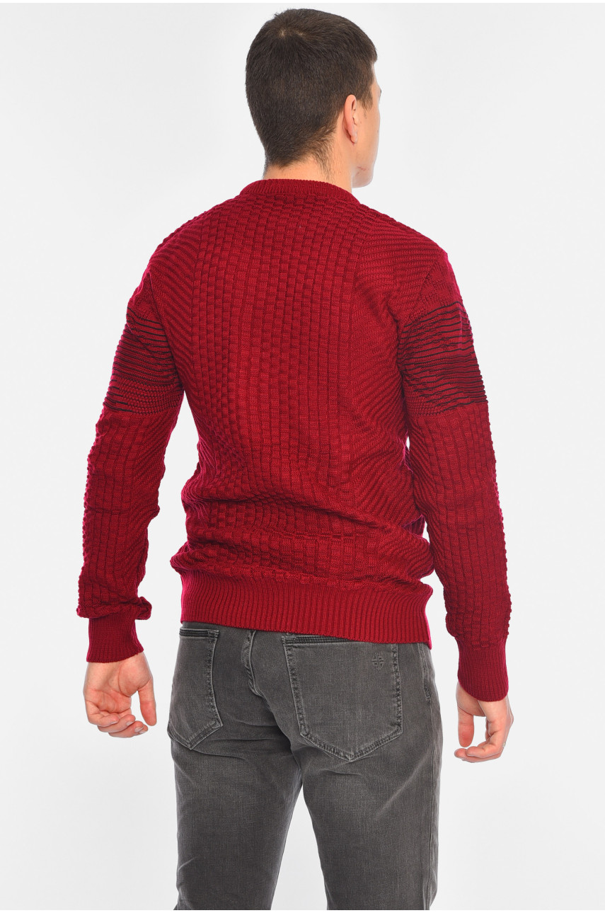 Свитер мужской однотонный бордового цвета 1008-5 195397 Свитер мужской однотонный бордового цвета 1008-5 195397