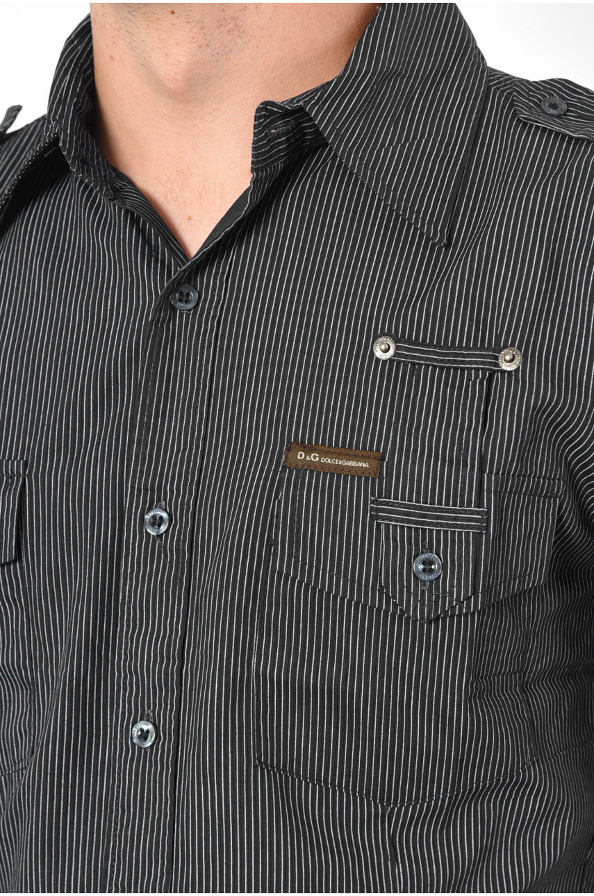 Рубашка мужская черного цвета в полоску Уценка 38125 195441