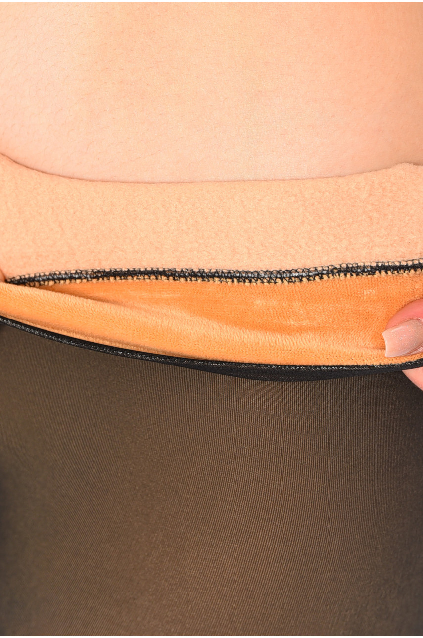 Колготы женские на флисе имитация кожи черно-бежевого цвета 018 195459 Колготы женские на флисе имитация кожи черно-бежевого цвета 018 195459