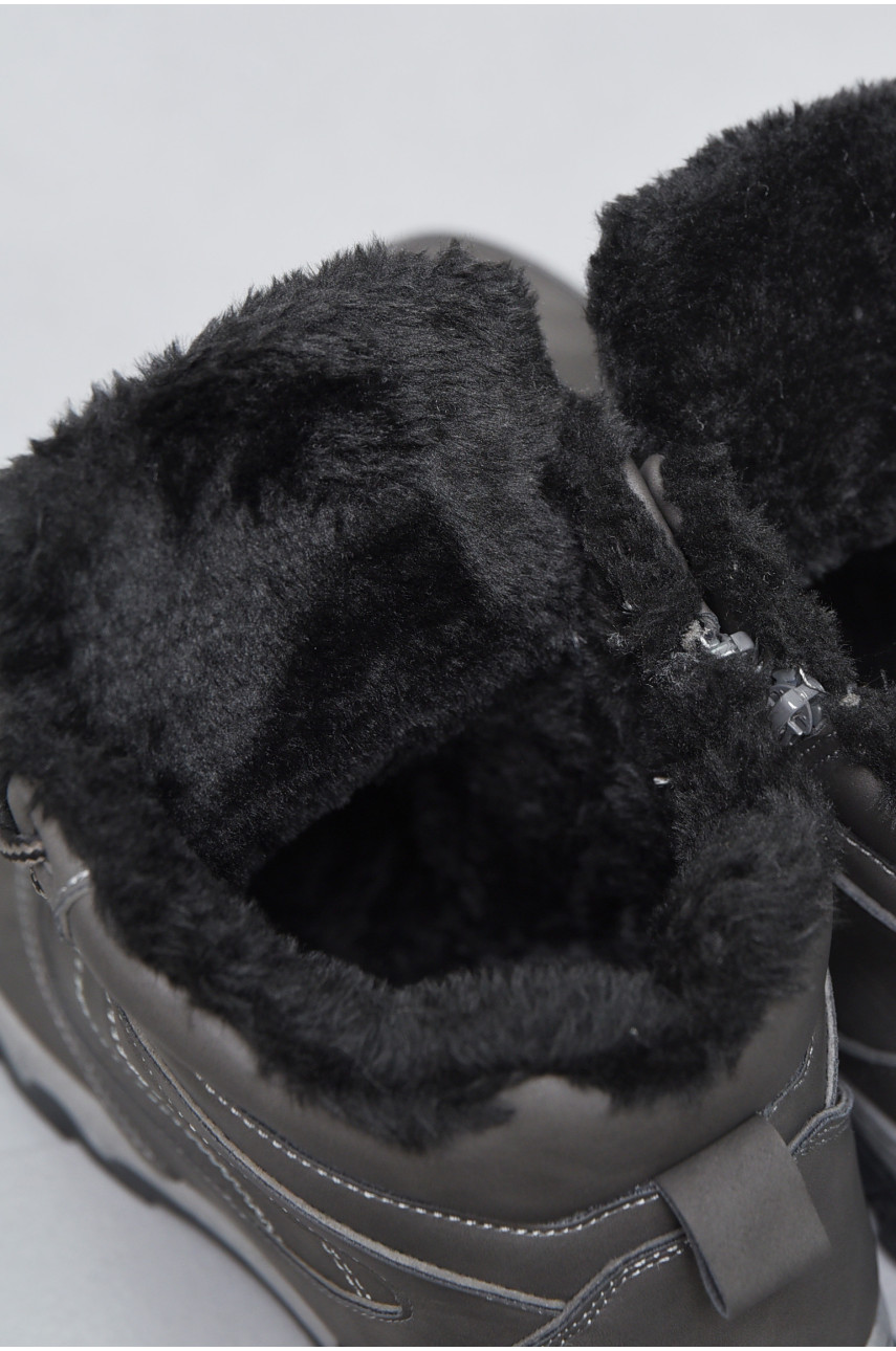 Ботинки мужские зимние на меху серого цвета МХ2305 195495