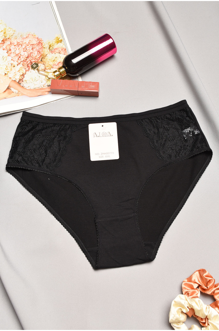 Трусы женские полубатальные черного цвета 00773 195556