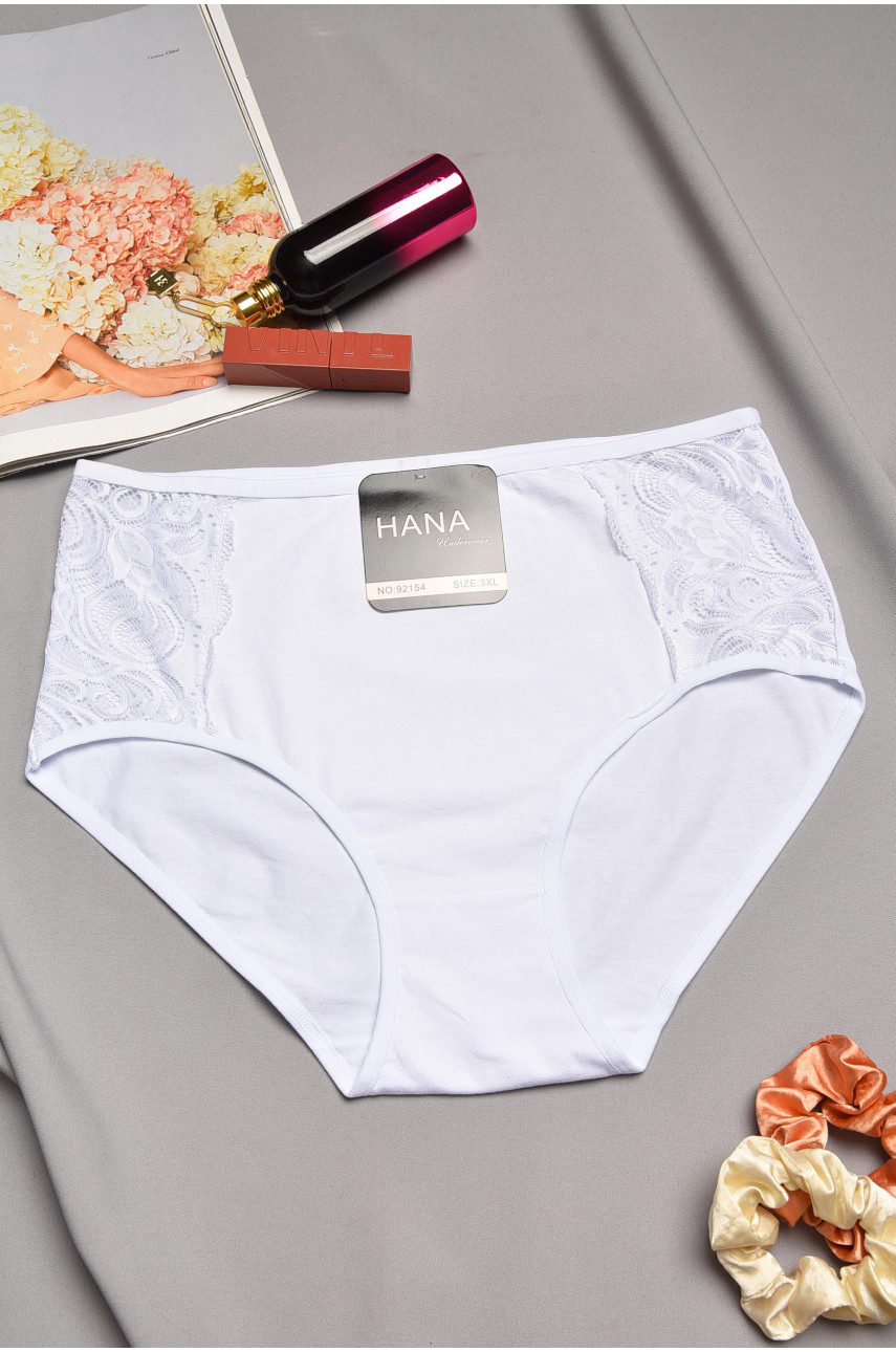 Трусы женские полубатальные белого цвета 92154 195562 Трусы женские полубатальные белого цвета 92154 195562