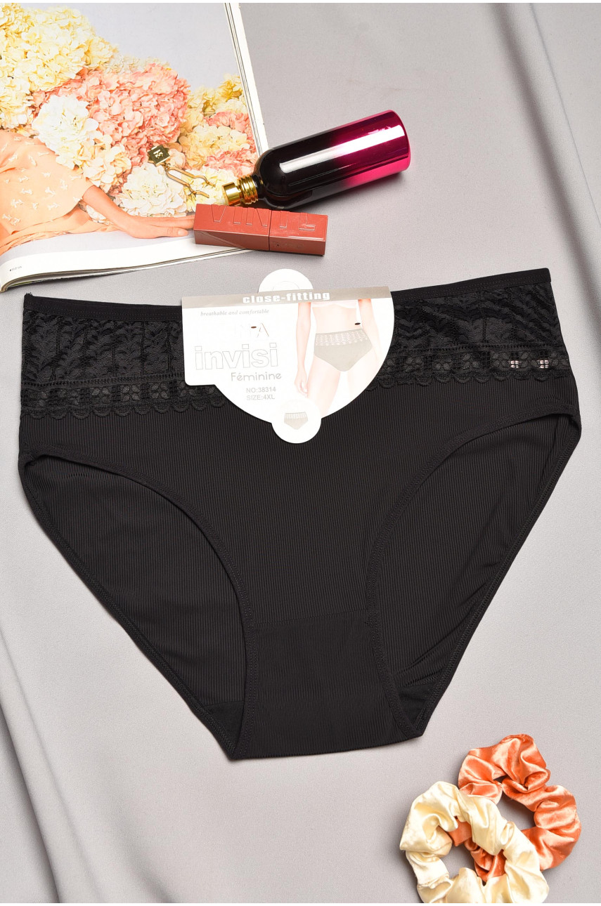 Трусы женские полубатальные черного цвета 38314 195565