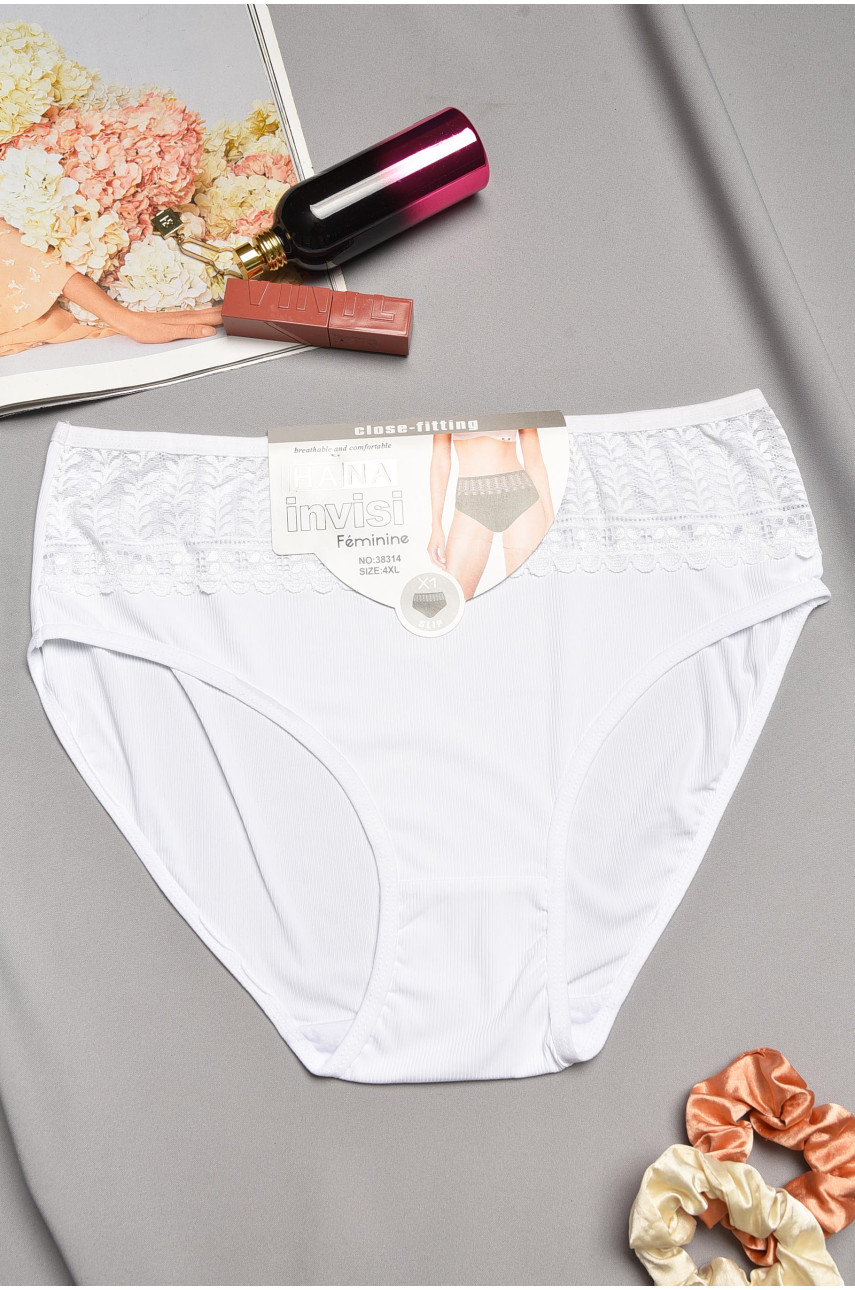 Трусы женские полубатальные белого цвета 38314 195568