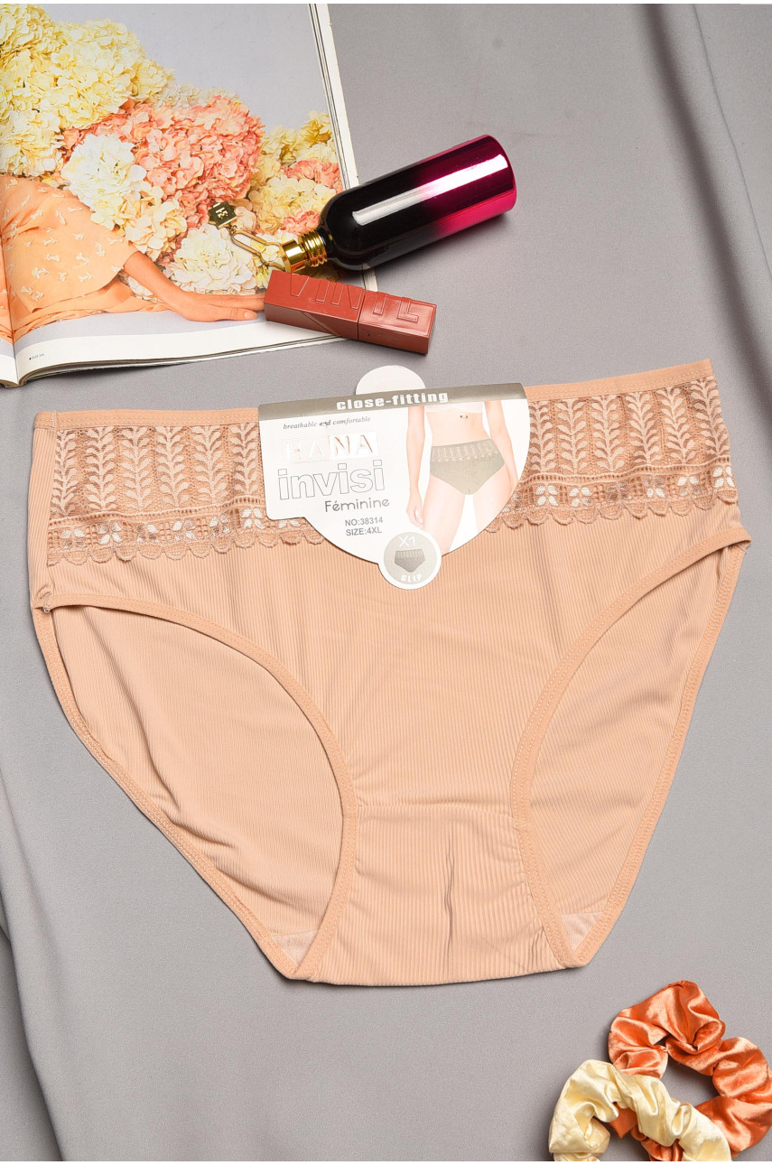 Трусы женские полубатальные бежевого цвета 38314 195569