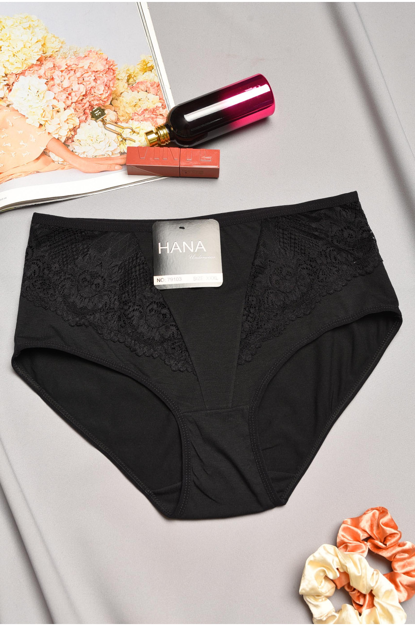 Труси жіночі напівбатальні чорного кольору 79103 195575 Труси жіночі напівбатальні чорного кольору 79103 195575