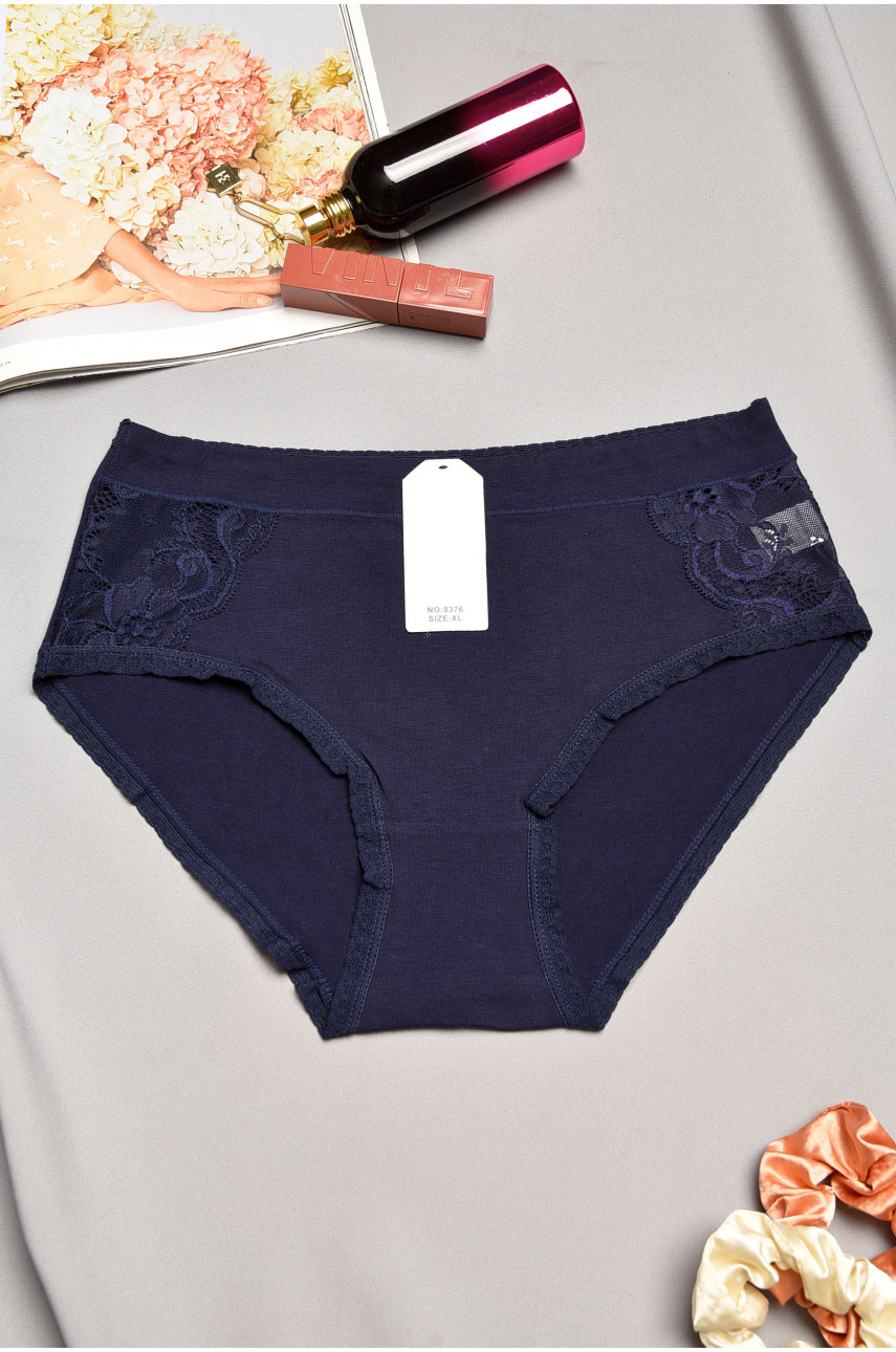 Трусы женские полубатальные темно-синего цвета 8376 195596