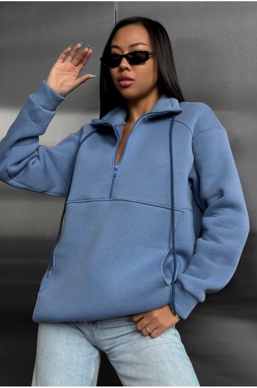 Худі жіноче з турецького флісу блакитного кольору 622 195624 Худі жіноче з турецького флісу блакитного кольору 622 195624