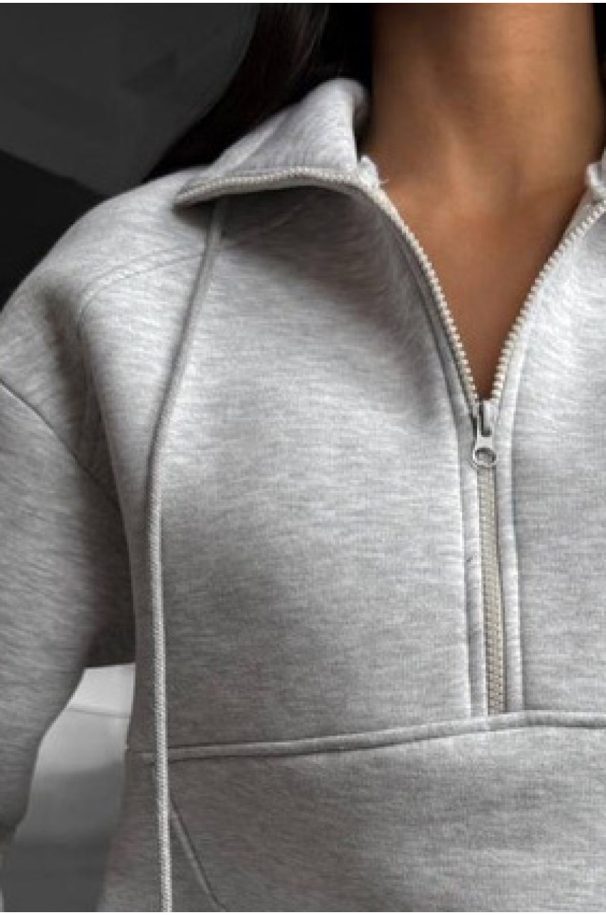 Худи женское з турецкого флиса серого цвета 622 195627 Худи женское з турецкого флиса серого цвета 622 195627