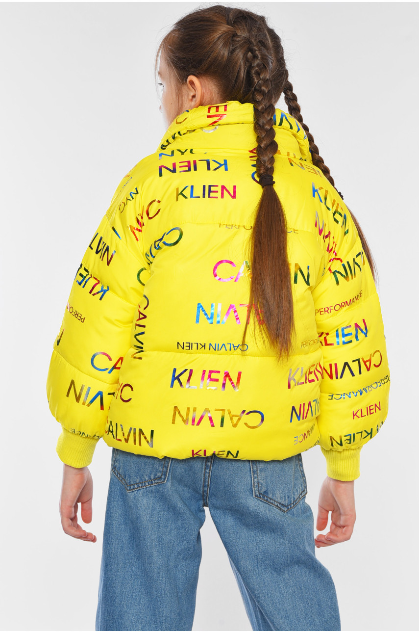 Куртка детская для девочки демисезонная желтого цвета 195632