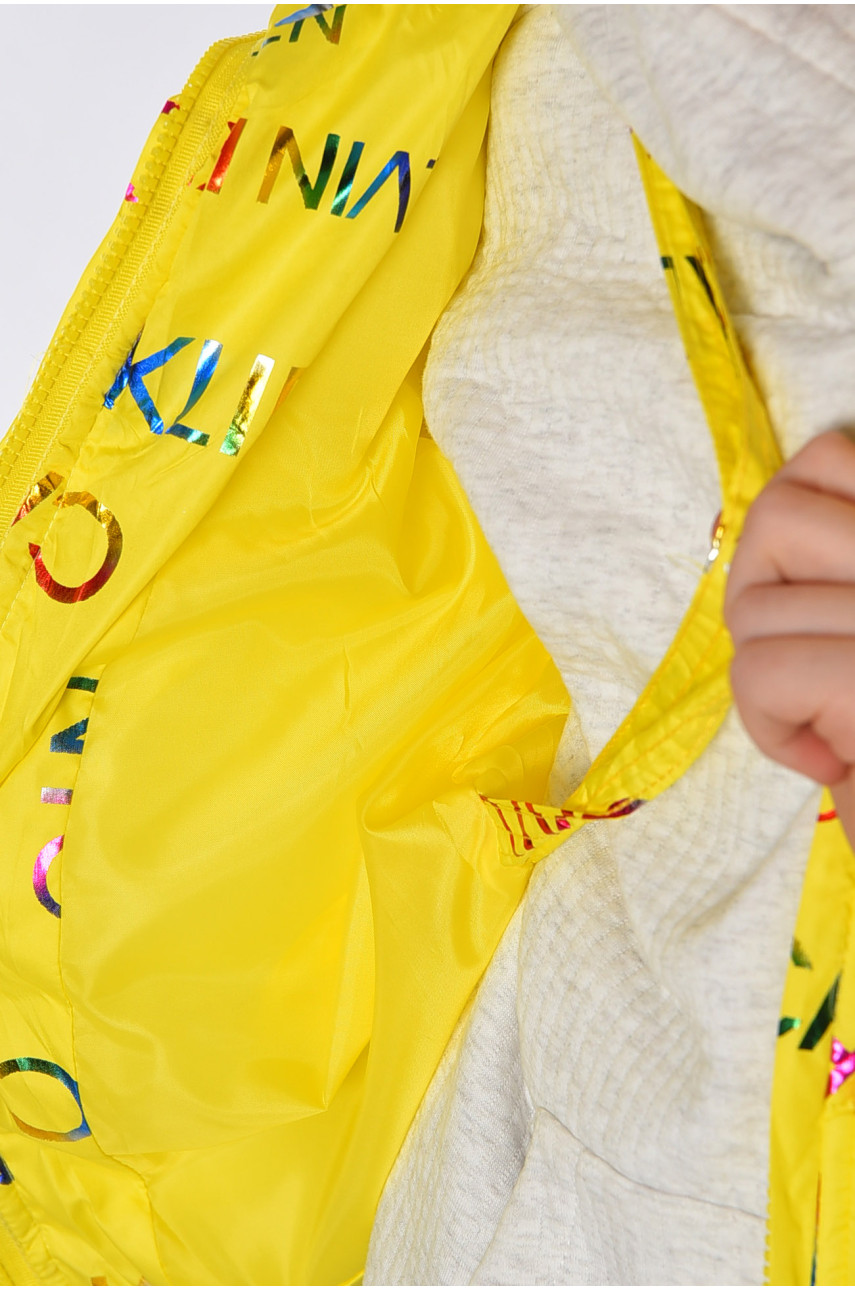 Куртка детская для девочки демисезонная желтого цвета 195632