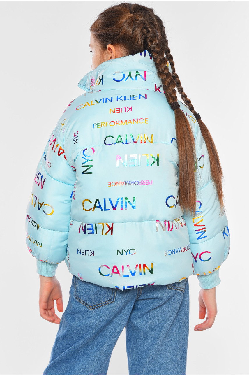 Куртка детская для девочки демисезонная голубого цвета 195637