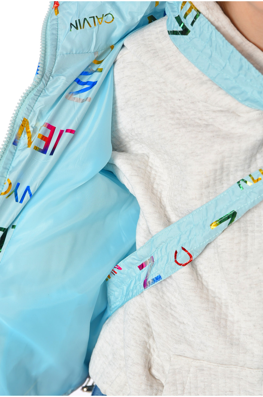 Куртка детская для девочки демисезонная голубого цвета 195637