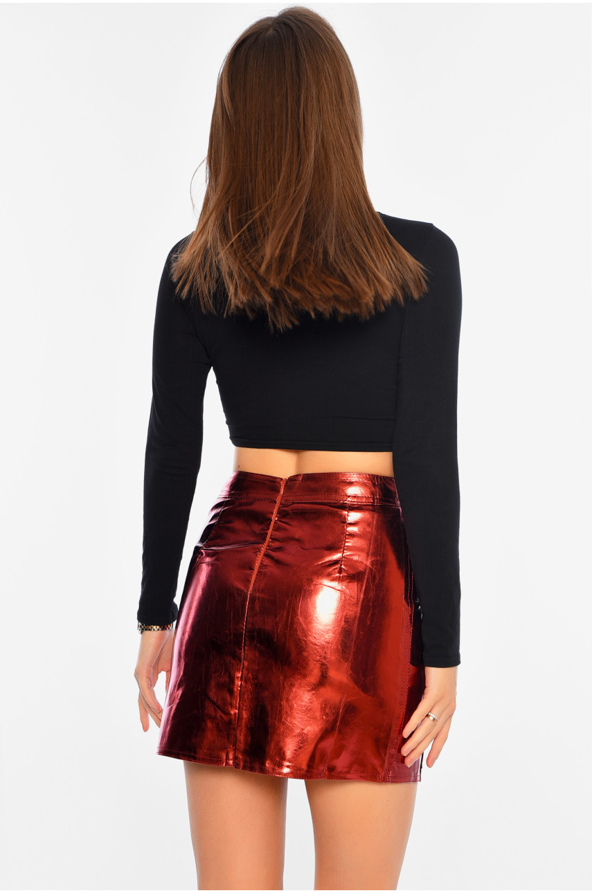 Спідниця жіноча лакова бордового кольору 195639
