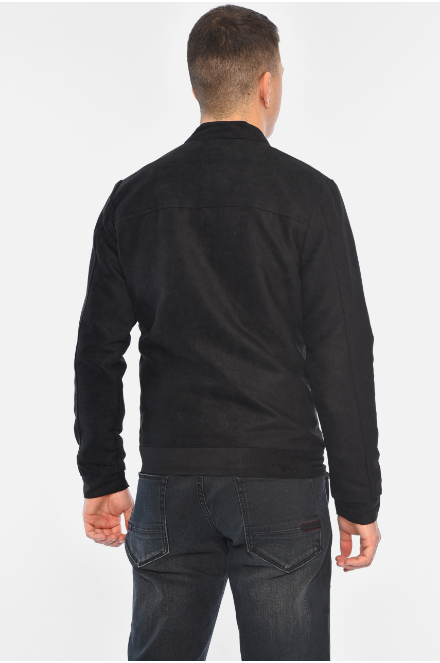 Бомбер мужской замшевый черного цвета 532 195652