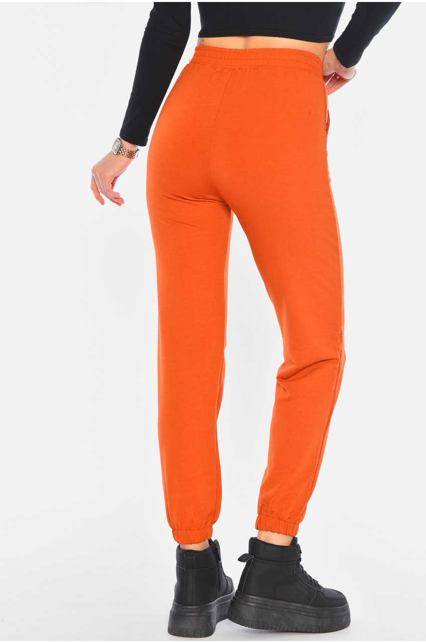 Спортивные штаны женские терракотового цвета 195657 Спортивные штаны женские терракотового цвета 195657