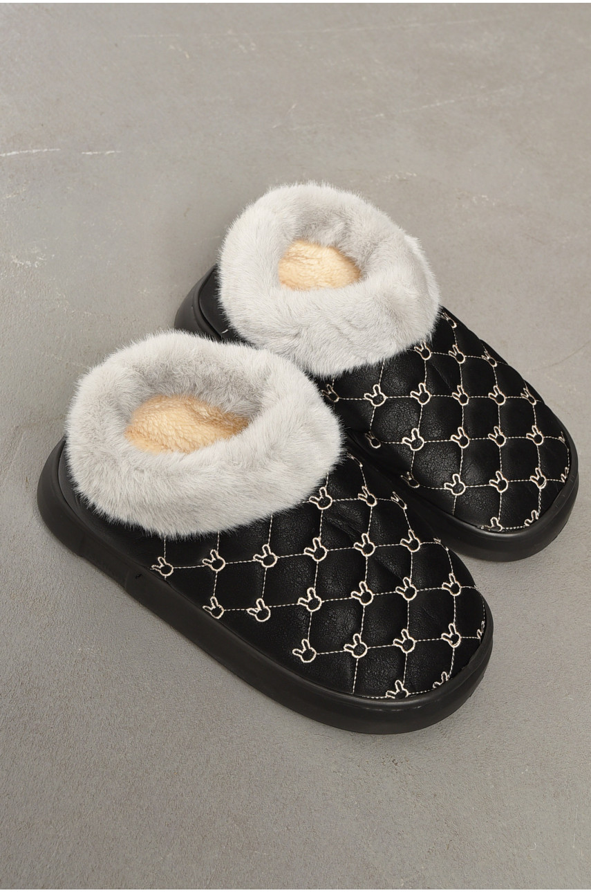 Угги женские укороченные эко кожа черного цвета JHA6 195663 Угги женские укороченные эко кожа черного цвета JHA6 195663