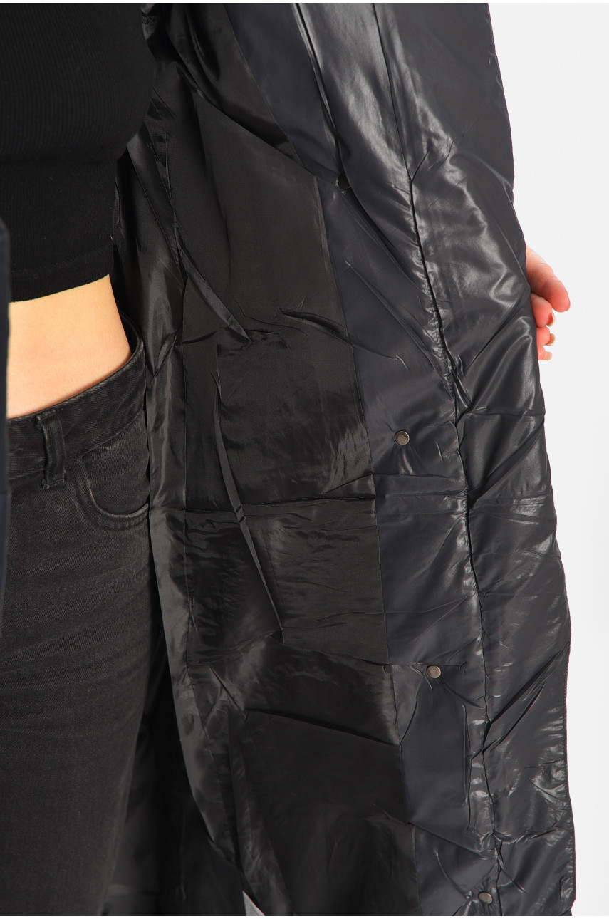 Куртка жіноча подовжена єврозима темно-сірого кольору 6871 195678