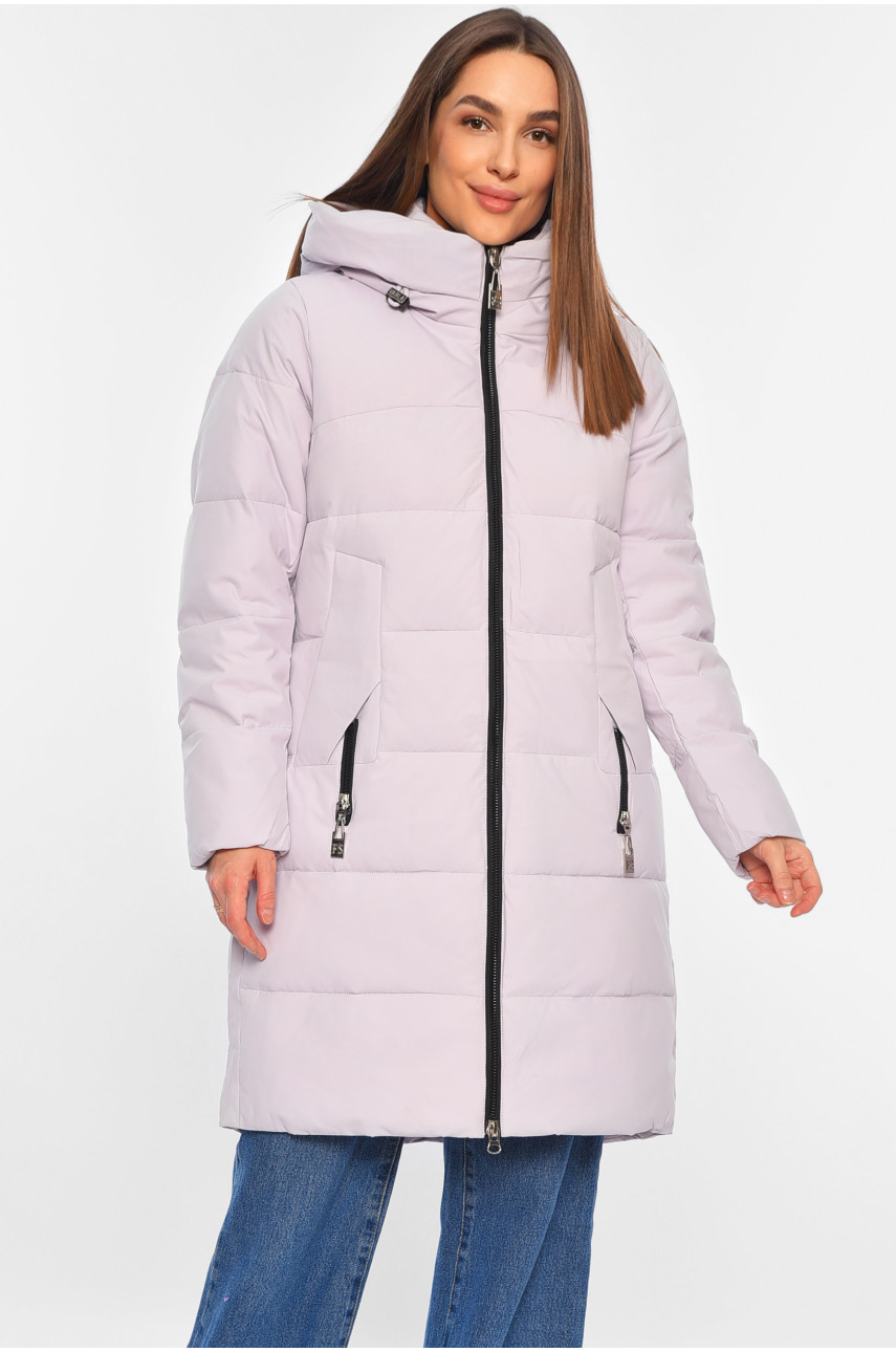 Куртка жіноча подовжена єврозима бузкового кольору 672 195690