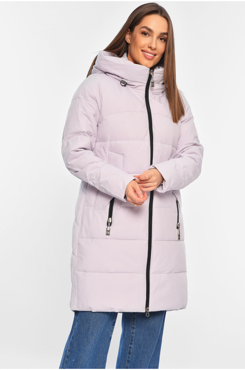 Куртка жіноча подовжена єврозима бузкового кольору 672 195690