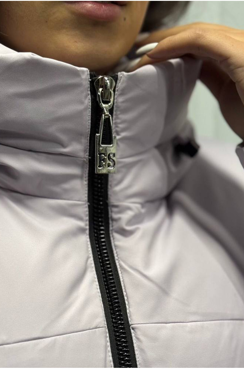 Куртка жіноча подовжена єврозима бузкового кольору 672 195690