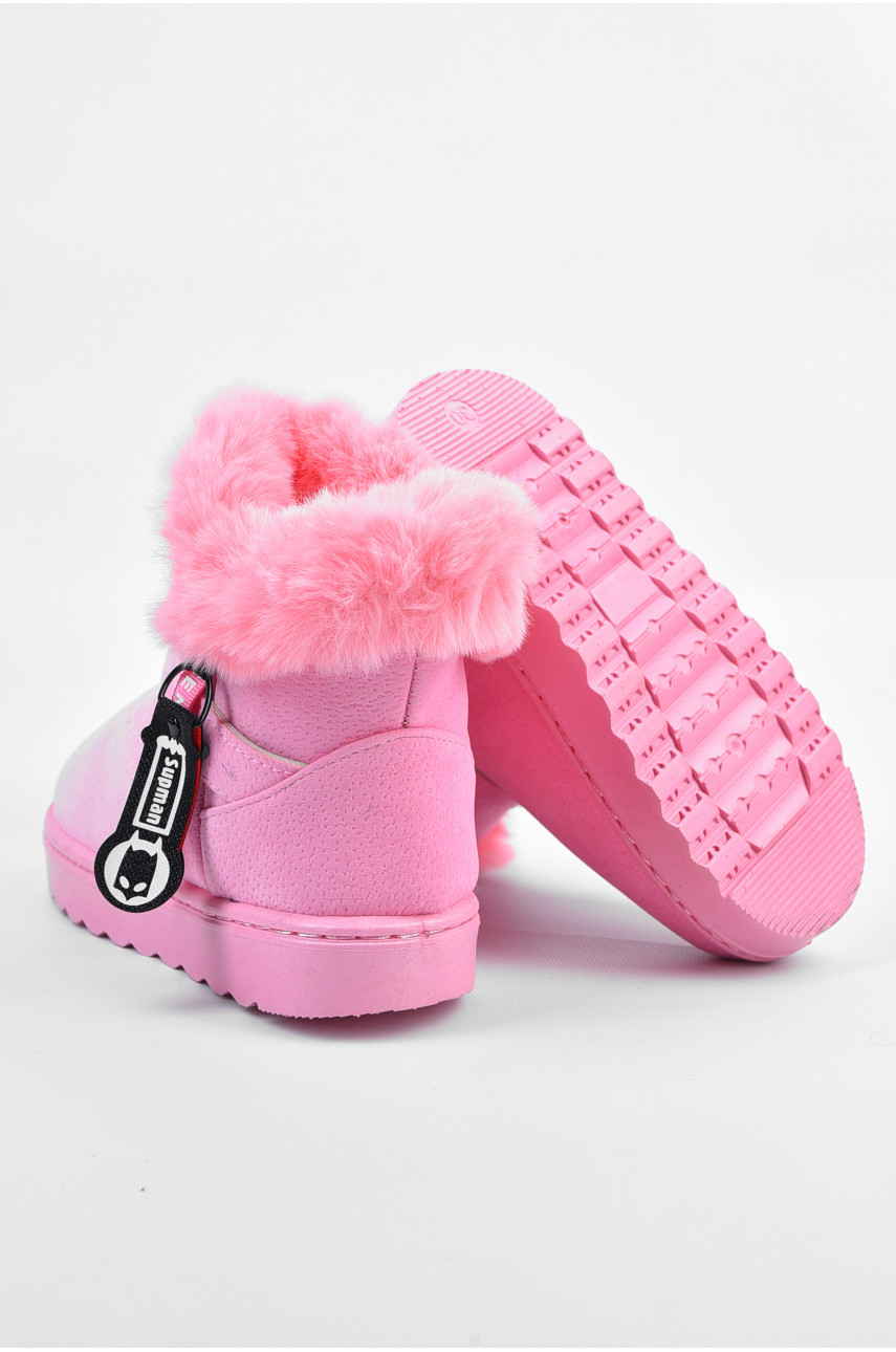 Уггі дитячі штучна замша рожевого кольору без застібки 111-2 195707