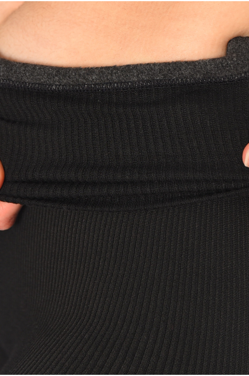 Лосины женские утепленные в рубчик черного цвета А968 195709