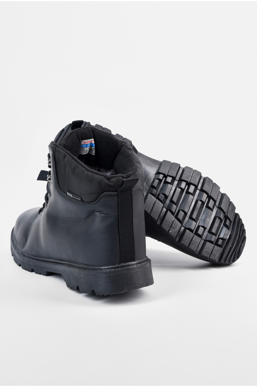 Черевики чоловічі зимові на хутрі чорного кольору 9017А-1 195723