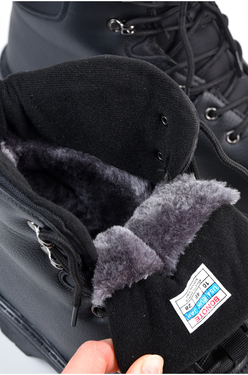 Черевики чоловічі зимові на хутрі чорного кольору 9017А-1 195723