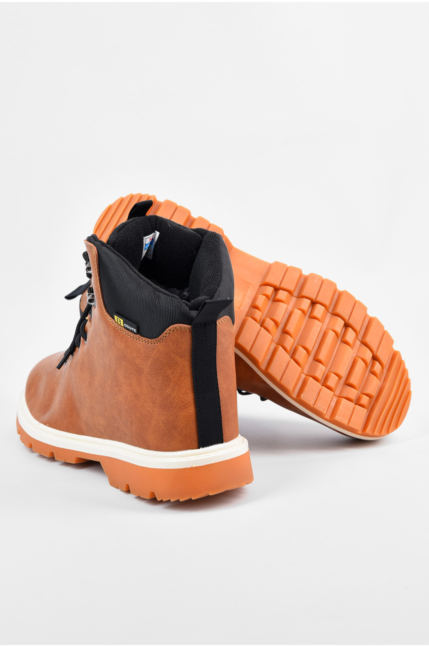 Черевики чоловічі зимові на хутрі коричневого кольору 9017А-6 195724