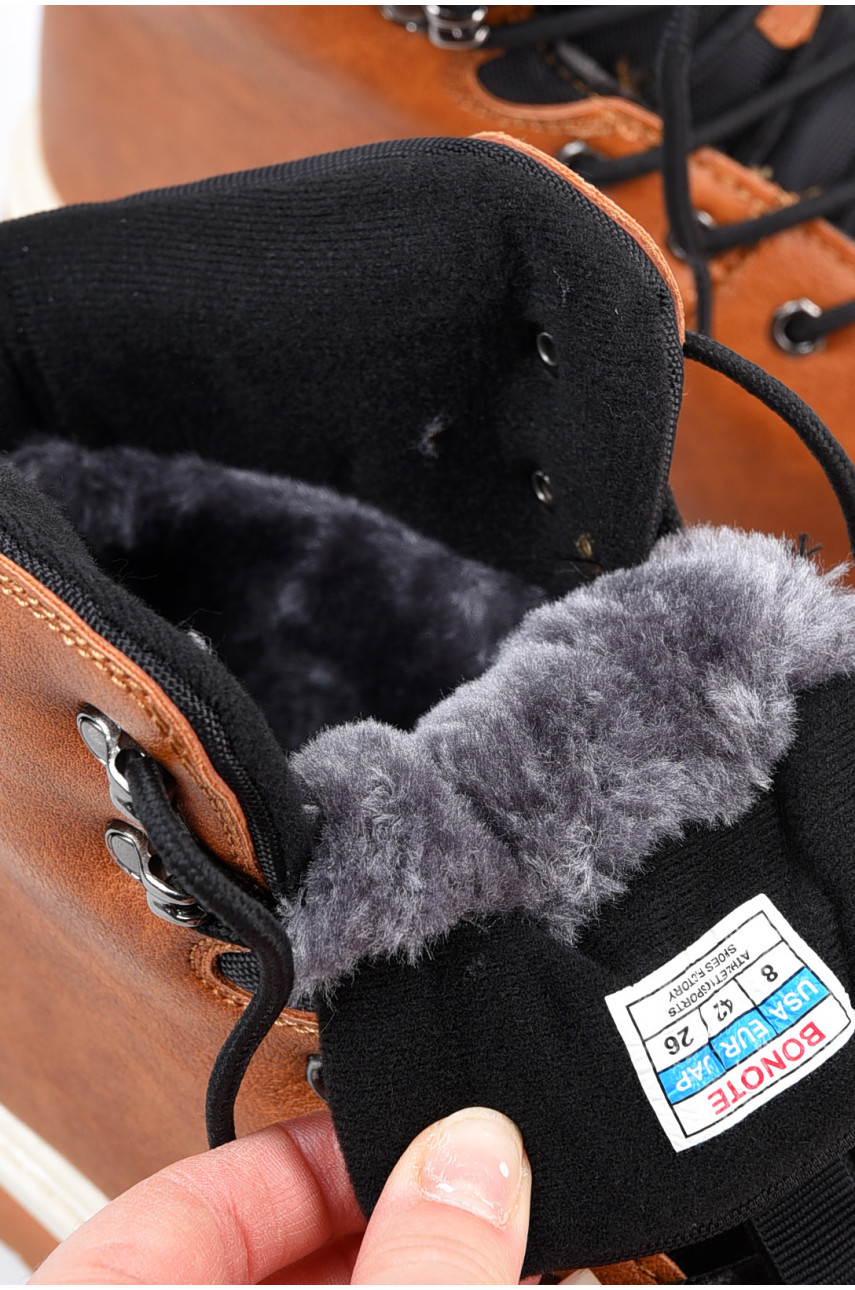 Черевики чоловічі зимові на хутрі коричневого кольору 9017А-6 195724