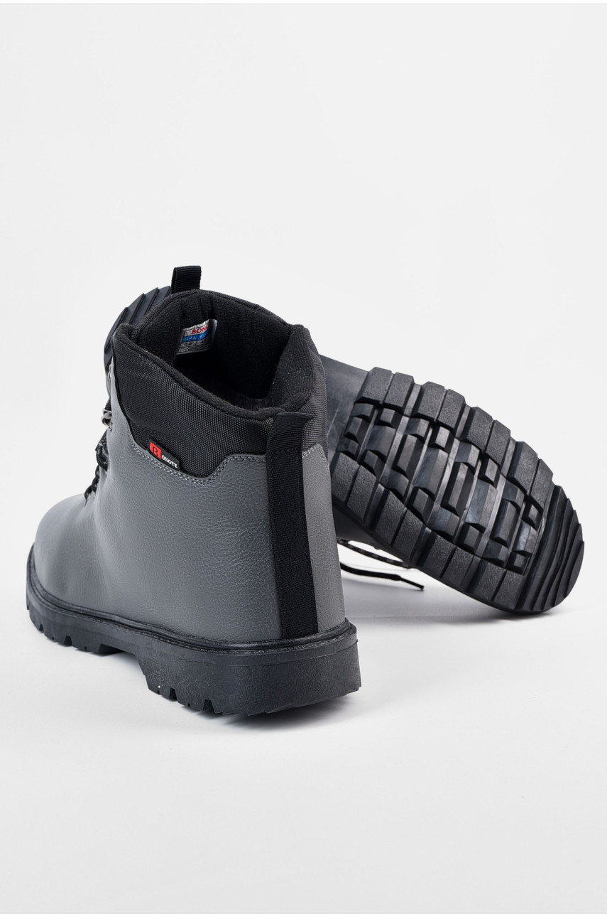 Черевики чоловічі зимові на хутрі сірого кольору 9017А-5 195748