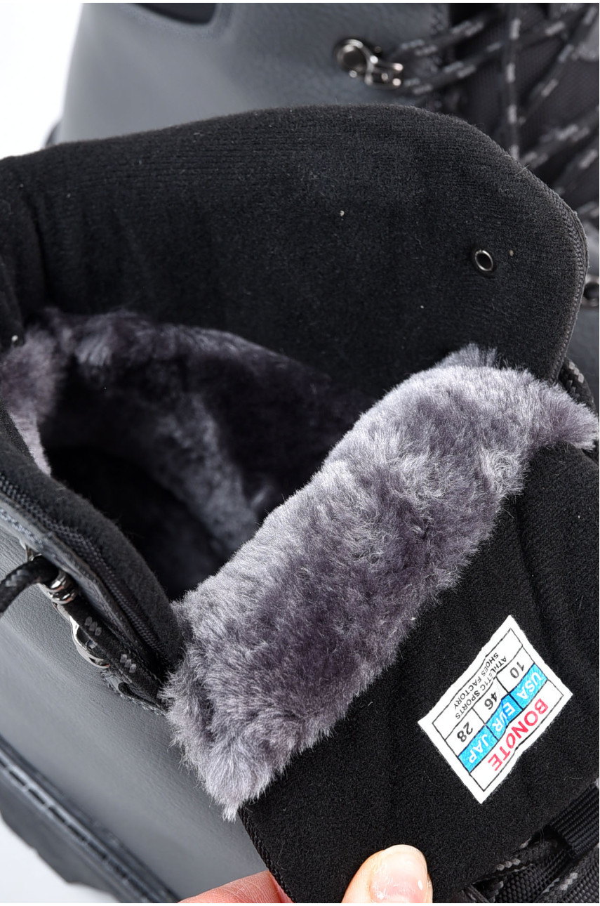 Черевики чоловічі зимові на хутрі сірого кольору 9017А-5 195748