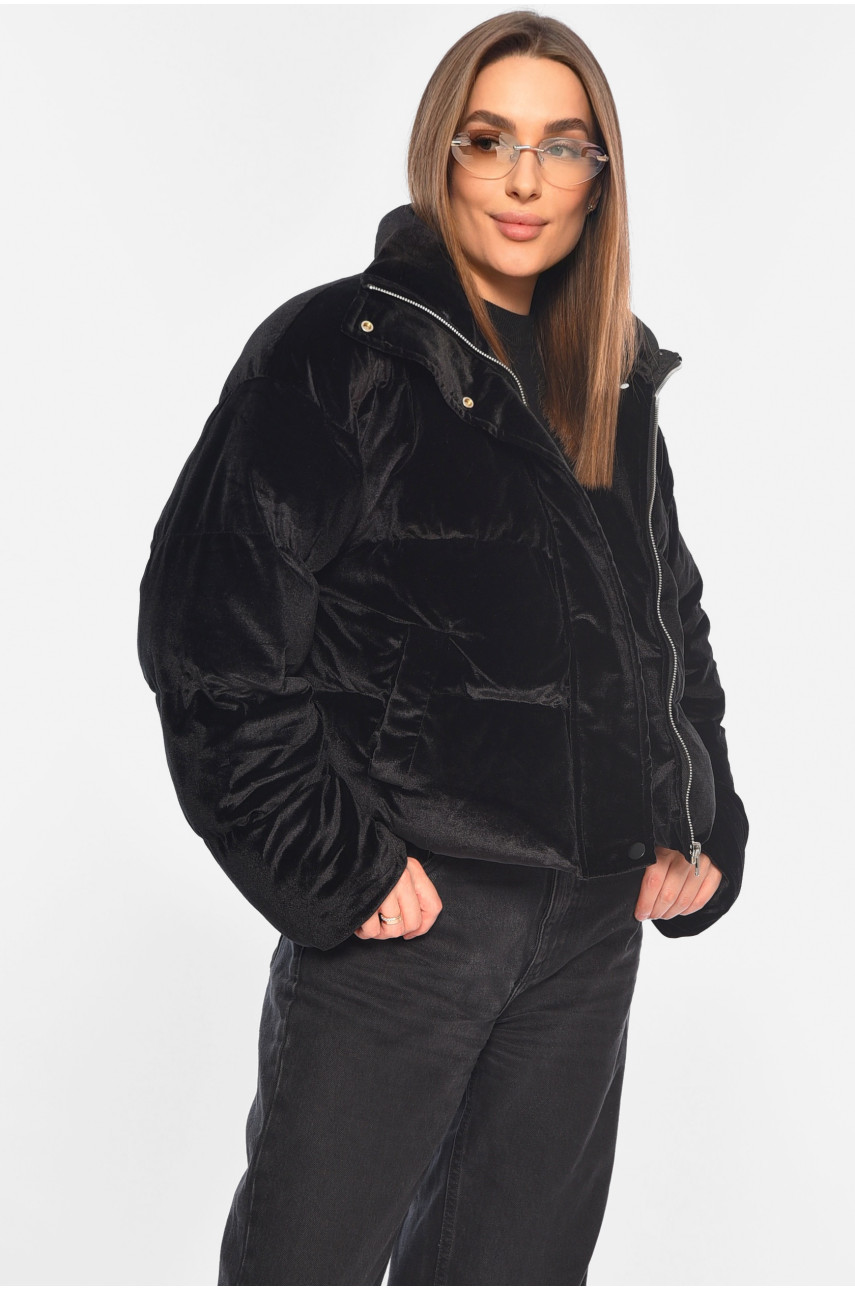 Куртка жіноча єврозима велюрова чорного кольору 1532 195772
