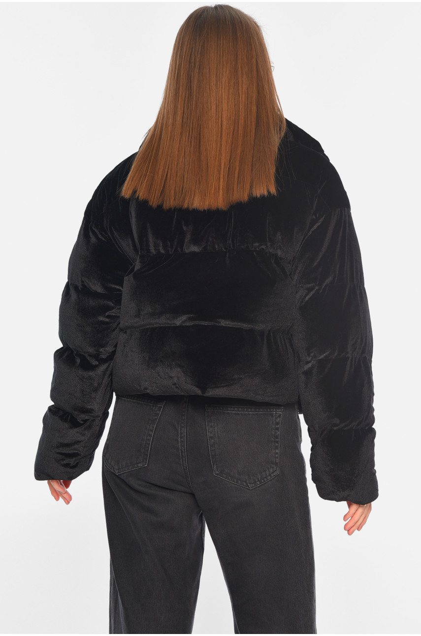 Куртка жіноча єврозима велюрова чорного кольору 1532 195772