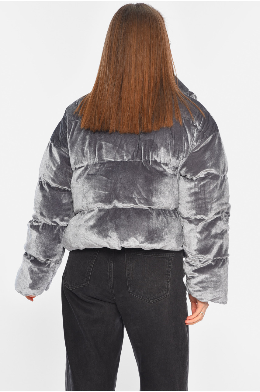 Куртка жіноча єврозима велюрова сірого кольору 1532 195774