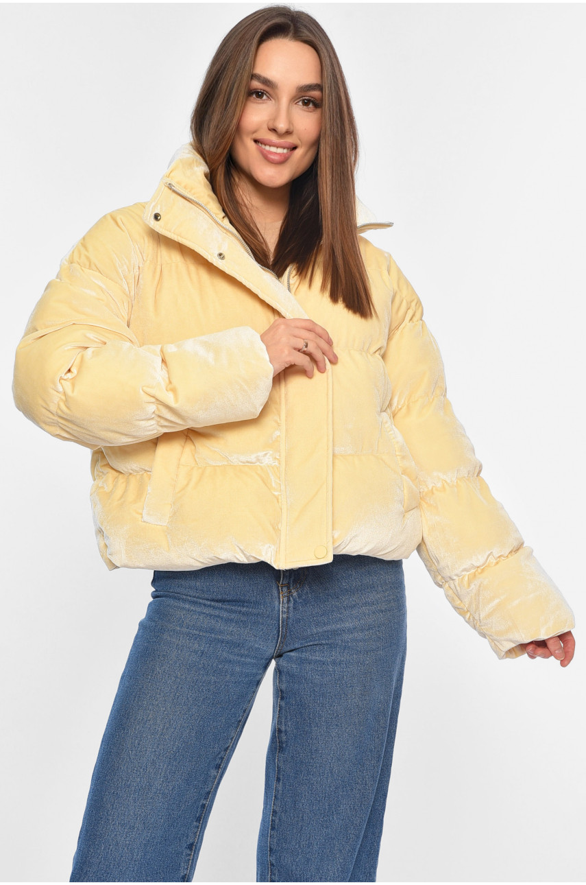 Куртка жіноча єврозима велюрова молочного кольору 1532 195775