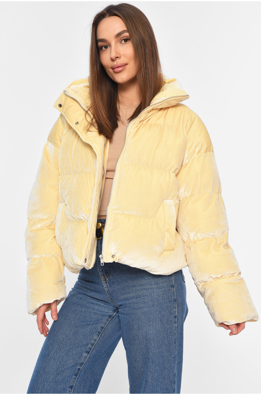 Куртка жіноча єврозима велюрова молочного кольору 1532 195775