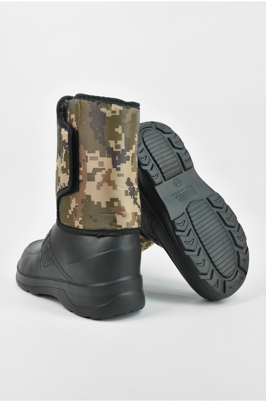 Дутики мужские пена пиксель на  меху черного цвета Payas 195788