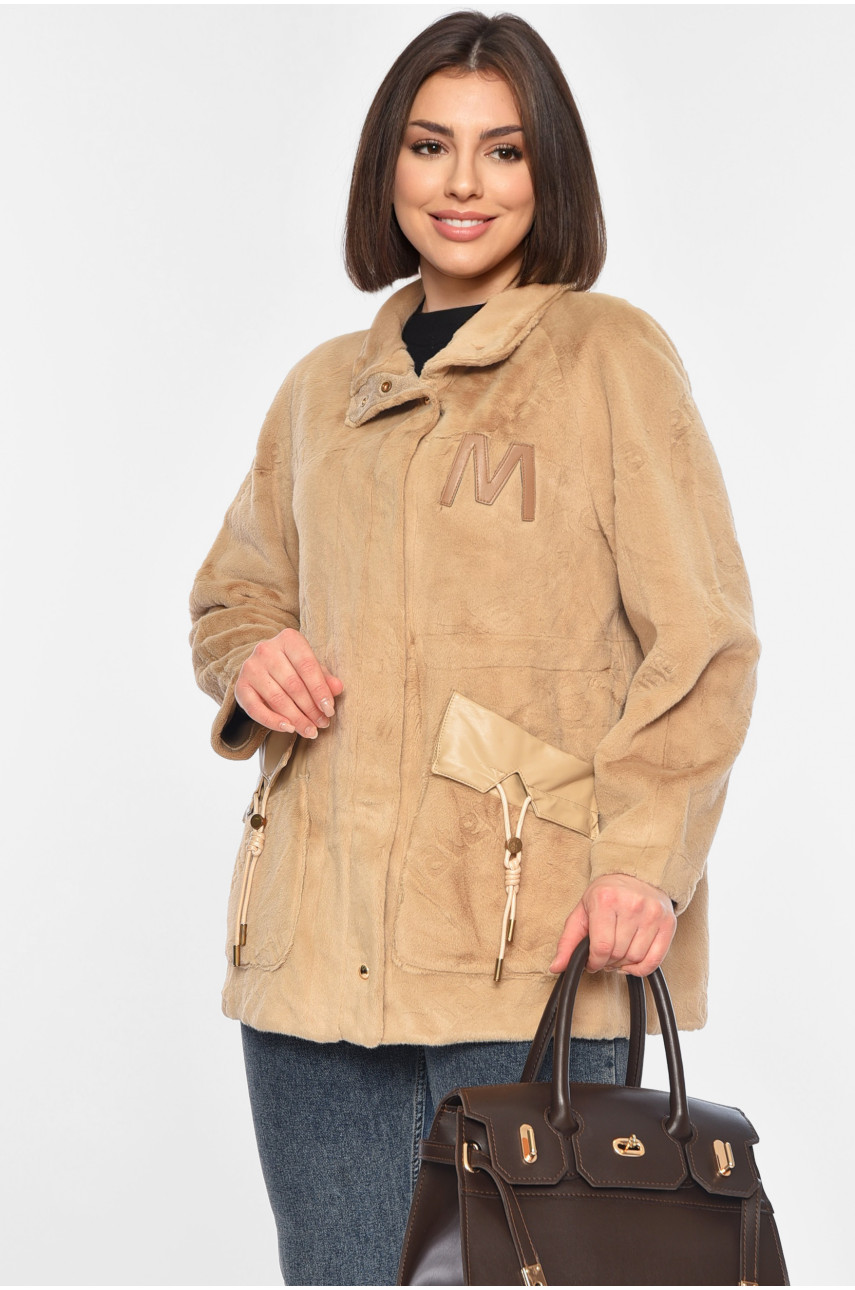 Шуба жіноча на штучному хутрі кольору мокко 9915 195789