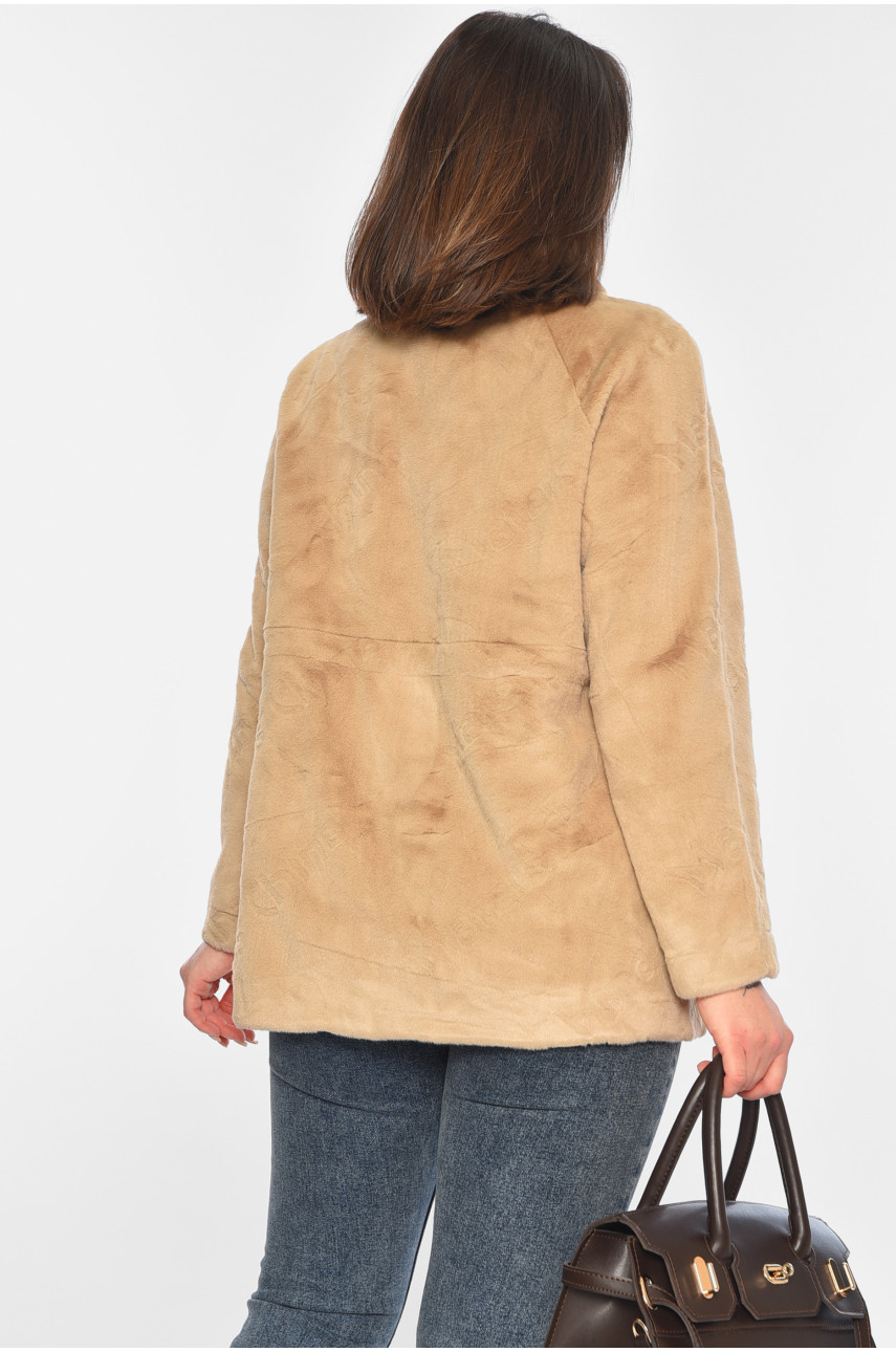 Шуба жіноча на штучному хутрі кольору мокко 9915 195789