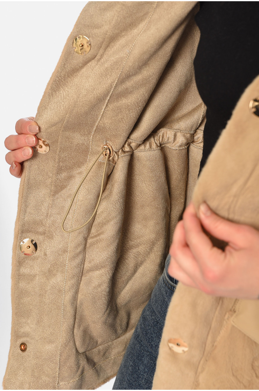 Шуба жіноча на штучному хутрі кольору мокко 9915 195789