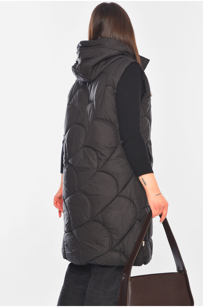 Жилетка женская удлиненная черного цвета 995 195791