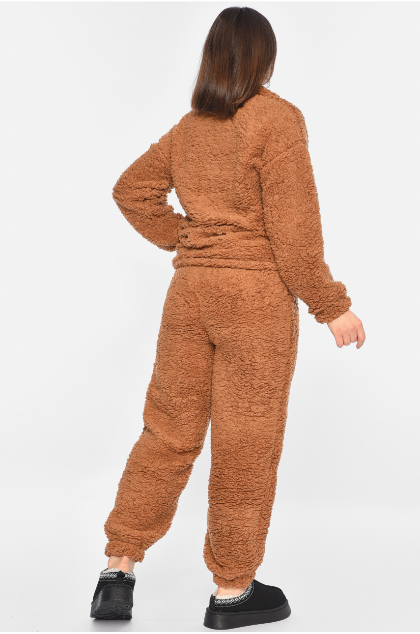 Спортивный костюм женский тедди коричнивого цвета 1211 195793