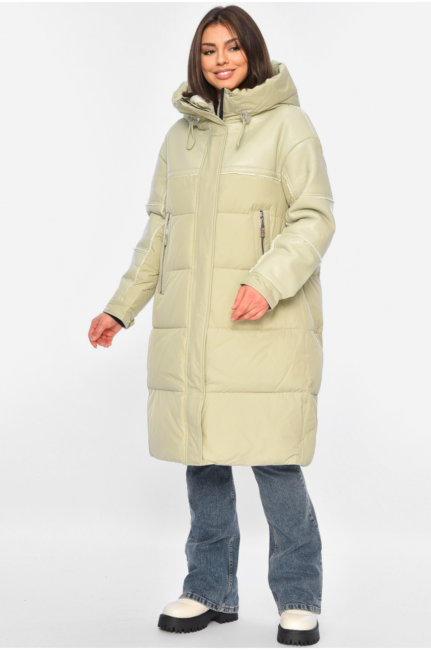 Куртка-дублянка жіноча подовжена єврозима м'ятного кольору 1131 195799