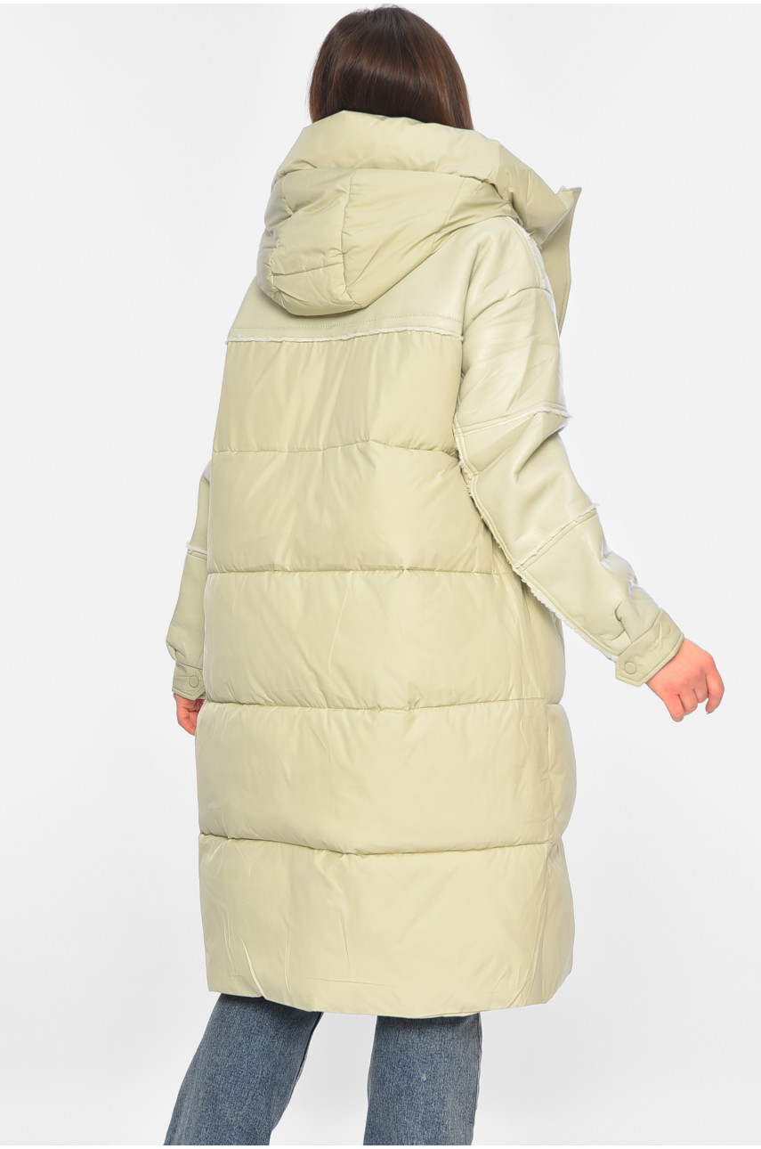 Куртка-дублянка жіноча подовжена єврозима м'ятного кольору 1131 195799